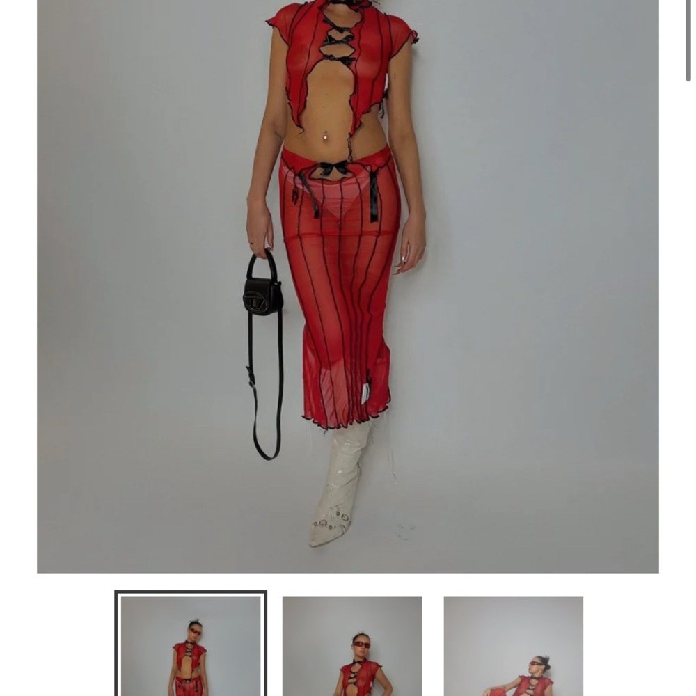 MataComplex red sheer skirt